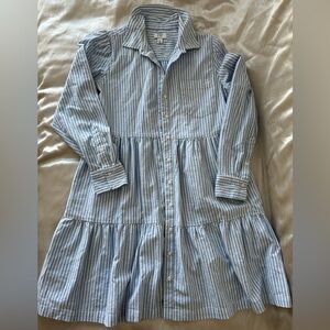 Crown & Ivy Blue Striped Long Sleeve Shirt Dress